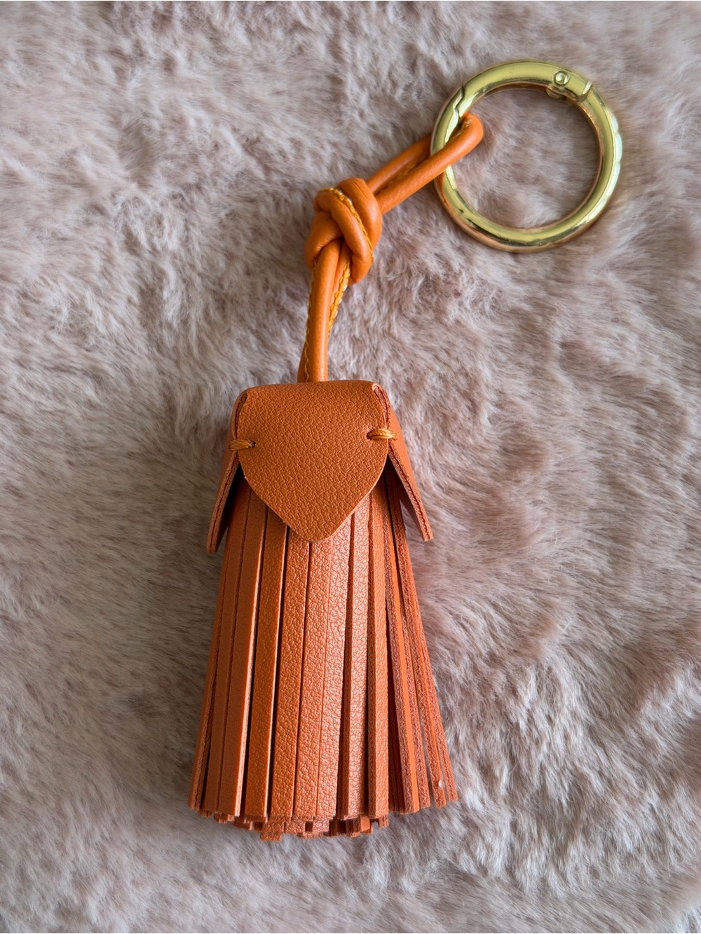 Vegan Leather Orange Tassel Bag Charm